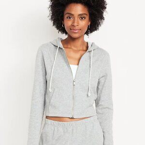 Old Navy SoComfy Cropped Zip Hoodie Sweatshirt Heather Grey Gray Extra Large XL
